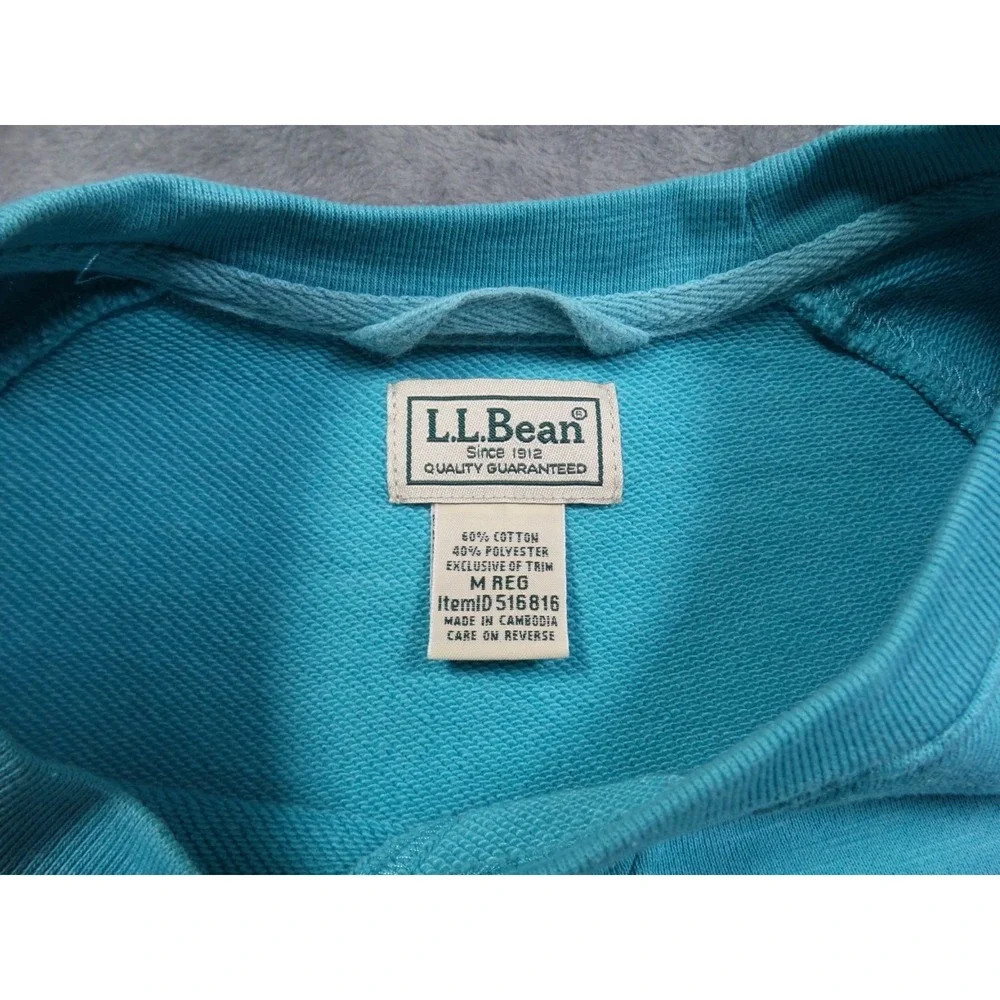 LL Bean‎ Sweatshirt Mens Size Medium Blue Lakewashed Cotton Crewneck Pocket
